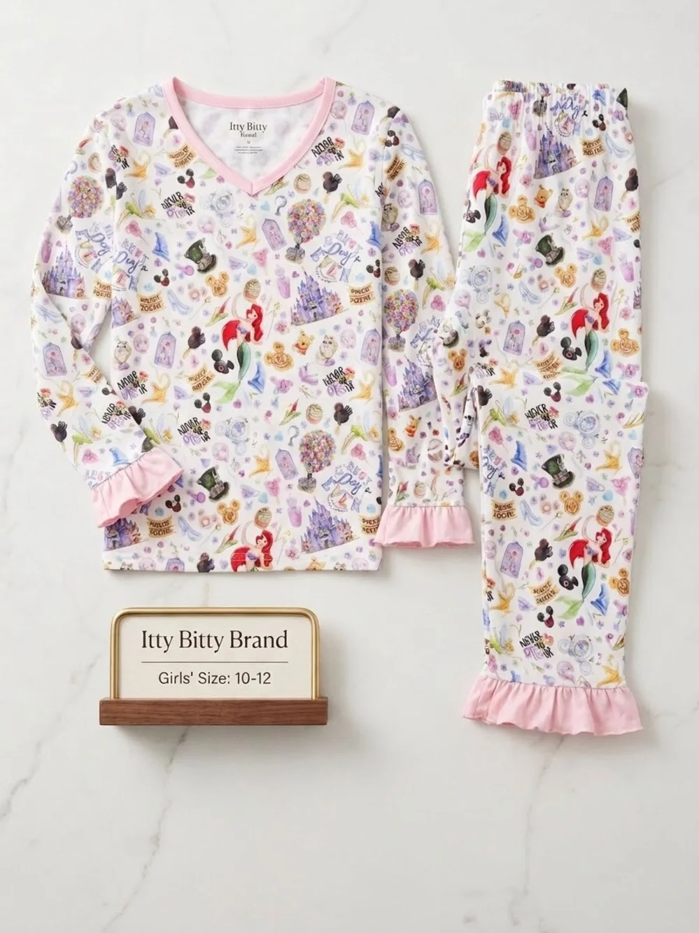 Itty Bitty Kids Disney Icon Print Pajama Set - 10-12
